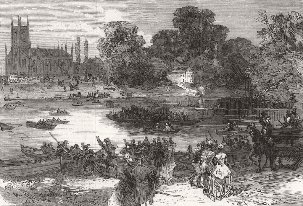 LONDON. Hampton Races. The ferry at Moulsey 1866 old antique print picture